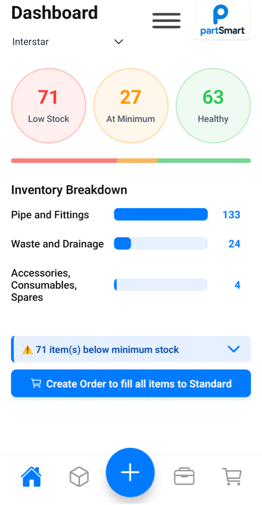 partSmart dashboard